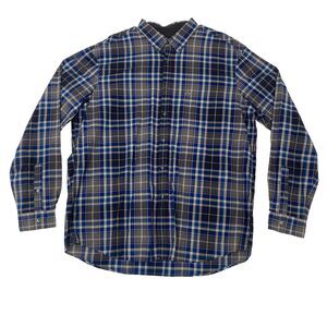 LACOSTE Men's Size 45  Blue Striped Long-Sleeve Button-Down Shirt Logo Cotton‎